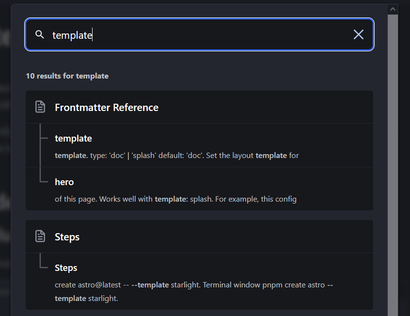 Example of Starlight's search UX