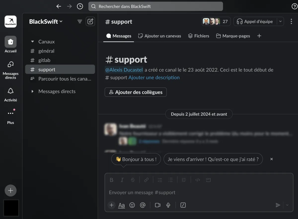Slack community support